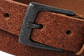 Cognac Leren Riem Heren met Print – 3 cm Breed Casual & Nette Riem