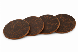 Leren onderzetters old look  bruin 6 stuks