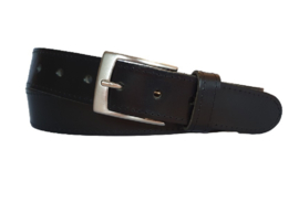 Leren Riem Zwart rond gestikt 3,5 cm breed - Dames Riem