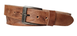 Leren Riem Zand Met Nerf Structuur - 4 cm Breed - dames Riem