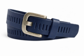 Zwarte Leren Riem Met Gleufjes 4 cm Herenriem van Echt Leer