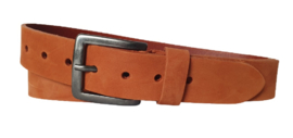 Leren Riem Kleur Cognac Velours - 4 cm Breed - Heren Riem - Dames Riem - 100% echt leer