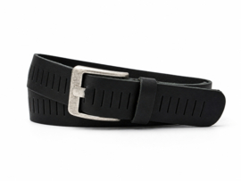 Zwarte leren riem dames en heren riem met gleufjes  – 4 cm breed