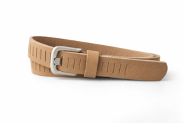 Leren dames en heren riem beige met gleufjes 3 cm breed
