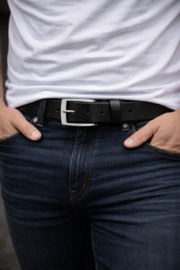 Zwarte leren riem 140 cm – heren & dames riem van echt leer – Tijdloze stijlvolle riem