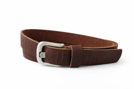 Leren dames en heren riem bruin met gleufjes 3 cm breed