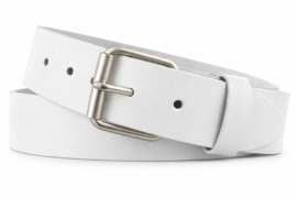 Leren dames en heren riem wit 4 cm – rolgesp stoer & casual