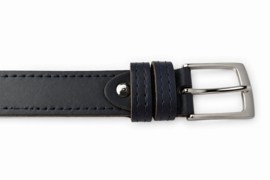 Blauwe Leren Heren  Riem – 3 cm breed met stiksel