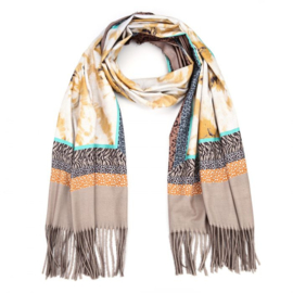 Warme Dames Sjaal - Khaki kleur - 180 x 70 cm - 100% Polyester