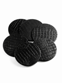 Leren onderzetters zwart met croco structuur