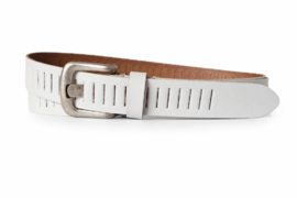 Zwarte leren heren riem met gleufjes 3 cm breed