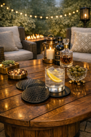 Leren onderzetters zwart met croco structuur