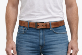 Leren Herenriem Cognac 4 cm Nerfstructuur