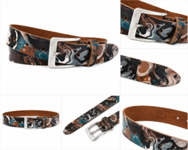 Leren riem dames en heren 4 cm – Vintage crackle look – zwart, bruin, blauw & wit