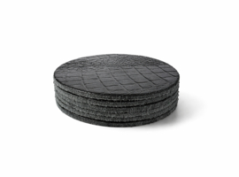 Leren onderzetters zwart met croco structuur