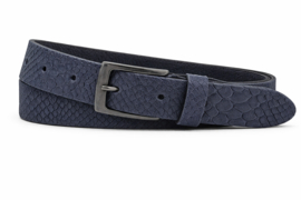 Leren Dames Riem Blauw - 3 cm - Slangenprint - Echt Leer