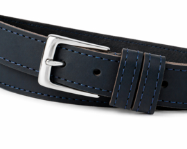 Blauwe Leren Heren  Riem – 3 cm breed met stiksel