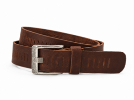 Bruine leren riem dames en heren riem met gleufjes – 4 cm breed