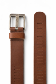 Cognac leren riem dames en heren riem met gleufjes – 4 cm breed