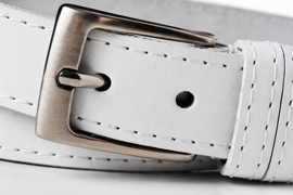 Witte leren heren riem 3 cm – stijlvolle broekriem met stiksel