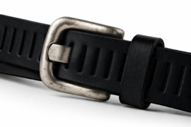 Zwarte leren heren riem met gleufjes 3 cm breed