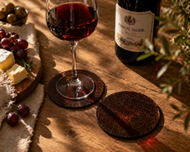 Leren onderzetters old look  bruin 6 stuks