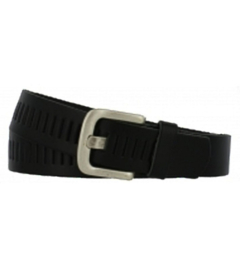 Leren Riem Zwart Met Gleufjes - 4 cm Breed - Dames Riem - Heren Riem