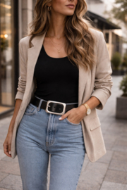 Zwarte Dames Riem 5 cm Breed Brede Stoere Riem voor Jeans