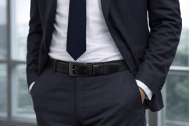 Leren Herenriem Zwart 3 cm - Nerfstructuur - Tijdloos Design & Duurzame Kwaliteit