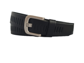 Leren Riem Donker Blauw Met Gleufjes - 4 cm Breed - Heren Riem - Dames Riem- 100% echt leer 