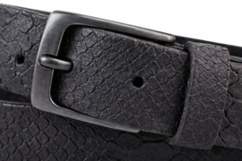 Leren Dames Riem Zwart - 3 cm - Slangenprint - Echt Leer