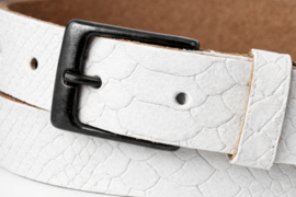 Leren Dames Riem Wit - 3 cm - Slangenprint - Echt Leer