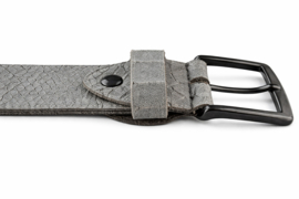 Leren Dames Riem Licht Grijs - 3 cm - Slangenprint - Echt Leer