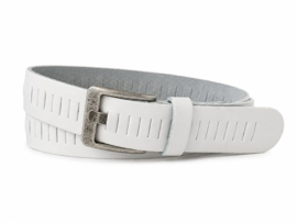 Witte leren riem dames en heren riem met gleufjes – 4 cm breed