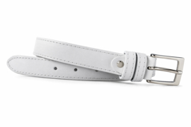 Witte leren heren riem 3 cm – stijlvolle broekriem met stiksel