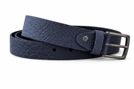 Leren Dames Riem Blauw - 3 cm - Slangenprint - Echt Leer