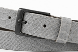 Leren Dames Riem Licht Grijs - 3 cm - Slangenprint - Echt Leer
