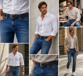 Zwarte Leren Heren Riem 3 cm Stijlvolle Riem van Echt Leer