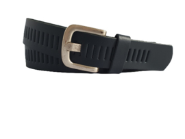 Leren Riem Donker Blauw Met Gleufjes - 4 cm Breed - Heren Riem - Dames Riem- 100% echt leer 