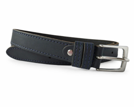 Blauwe Leren Heren  Riem – 3 cm breed met stiksel