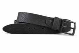 Leren Dames Riem Zwart - 3 cm - Slangenprint - Echt Leer