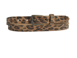 Leren Riem Panter Print  White off suède - 2 cm smal - 100% echt leer