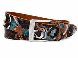 Leren riem dames en heren 4 cm – Vintage crackle look – zwart, bruin, blauw & wit