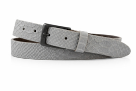 Leren Dames Riem Licht Grijs - 3 cm - Slangenprint - Echt Leer