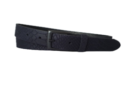 Leren Riem Donker Blauw Met Slangen Print - 3 cm Breed - Dames Riem - Heren Riem