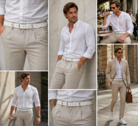 Witte Leren Heren Riem 3 cm Stijlvolle Riem van Echt Leer