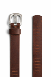 Leren dames en heren riem bruin met gleufjes 3 cm breed