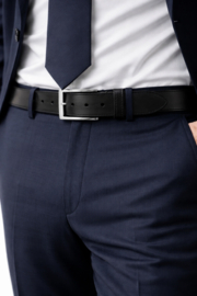 Leren Herenriem 4 cm Zwart Buffelleer – Rond Gestikt & Duurzaam