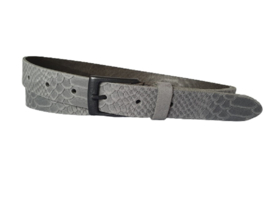 Leren Riem Licht Grijs met slangen motief - 3 cm Breed - Dames Riem - Heren Riem