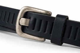 Zwarte leren heren riem met gleufjes 3 cm breed